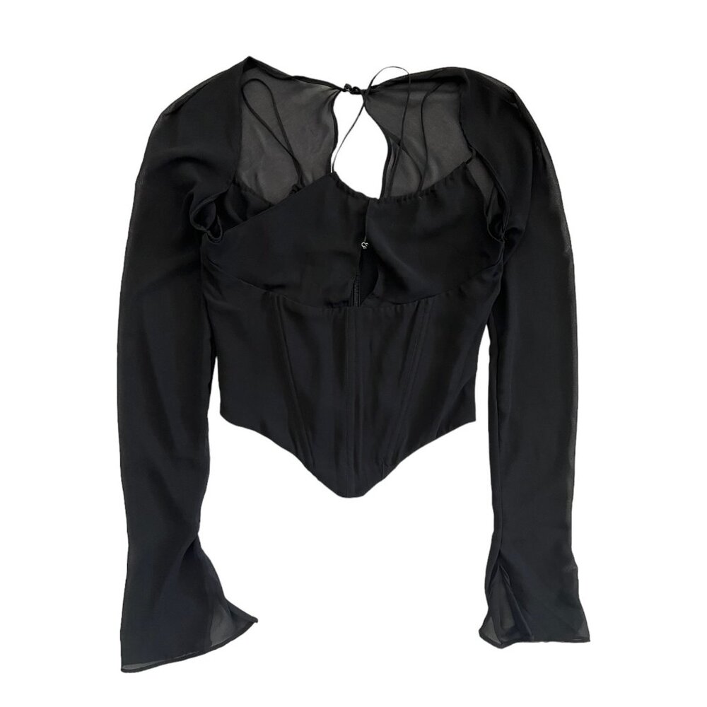 House of CB Black Sheer Sleeve Blouse - Picture 4 of 16